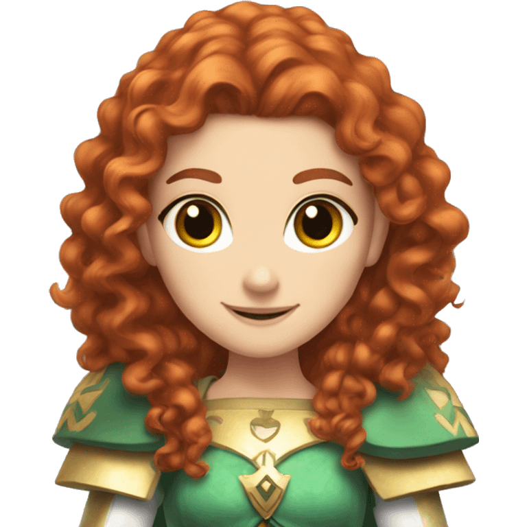 a white girl with long red curly hair and freckles, cosplaying Princess Zelda posing and smiling emoji