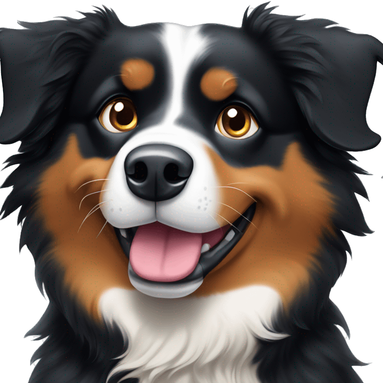 happy bernese mountain dog / australian shepherd mix (blue eyes) emoji