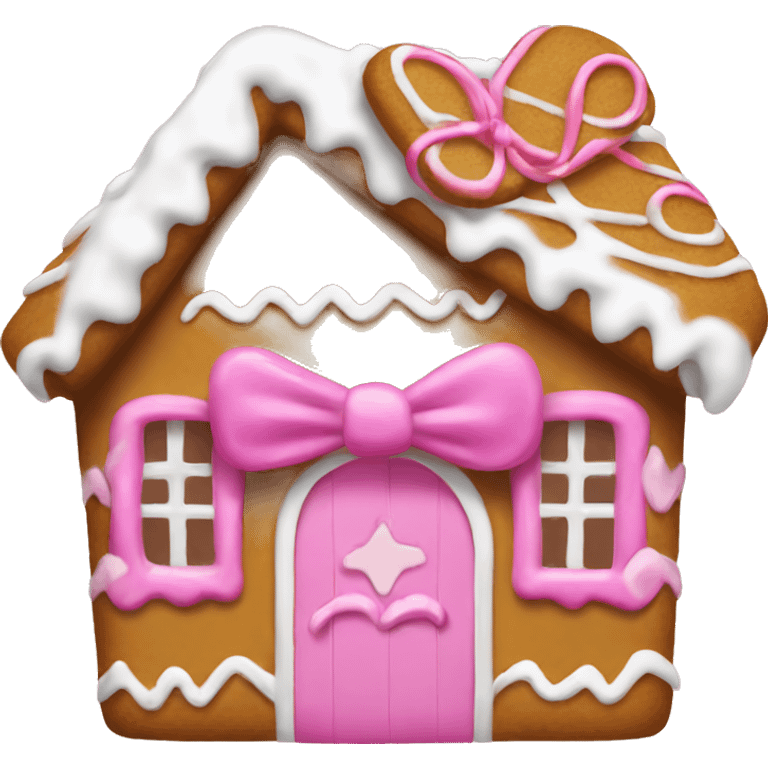 Gingerbread house with a pink bow  emoji