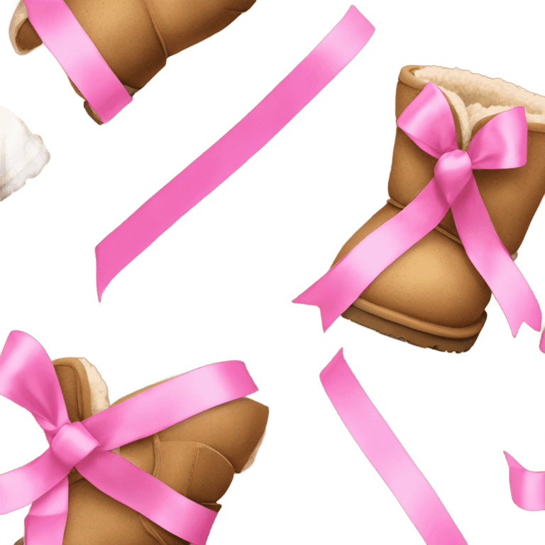 Light brown Ugg boots with pink ribbons  emoji