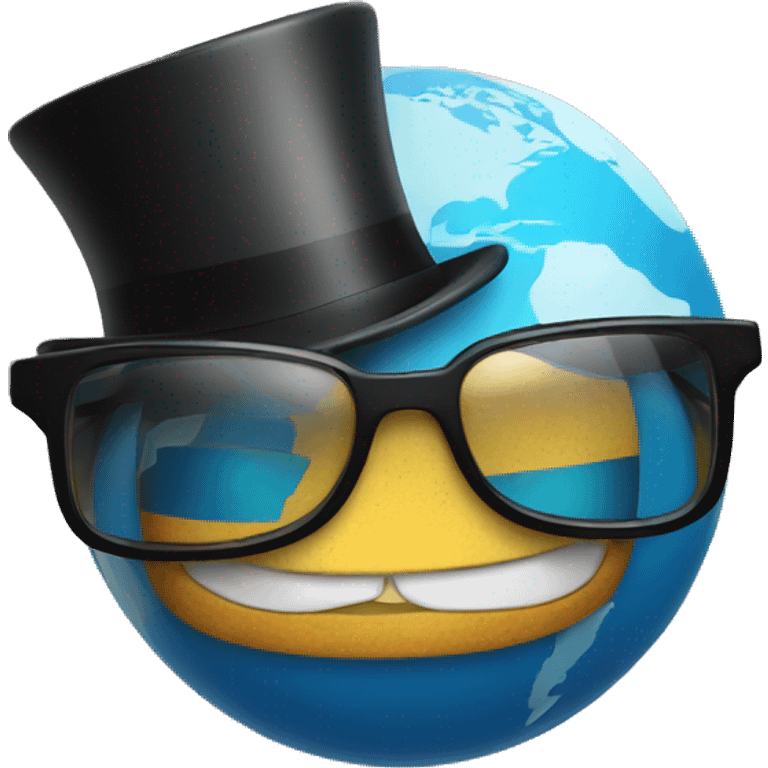 globe with a tophat and stylish glasses emoji