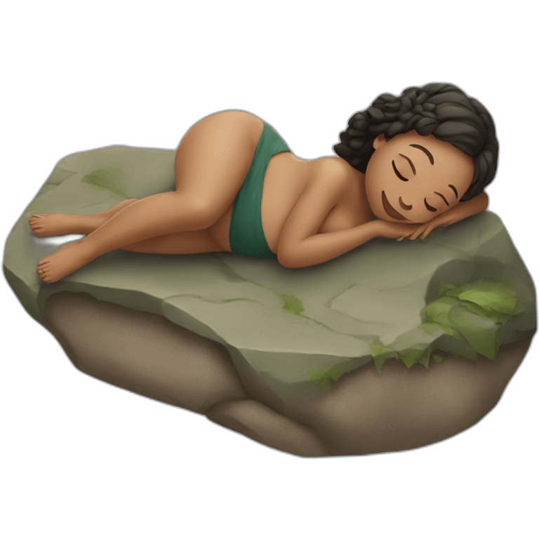 A pregnant woman laying on a rock emoji