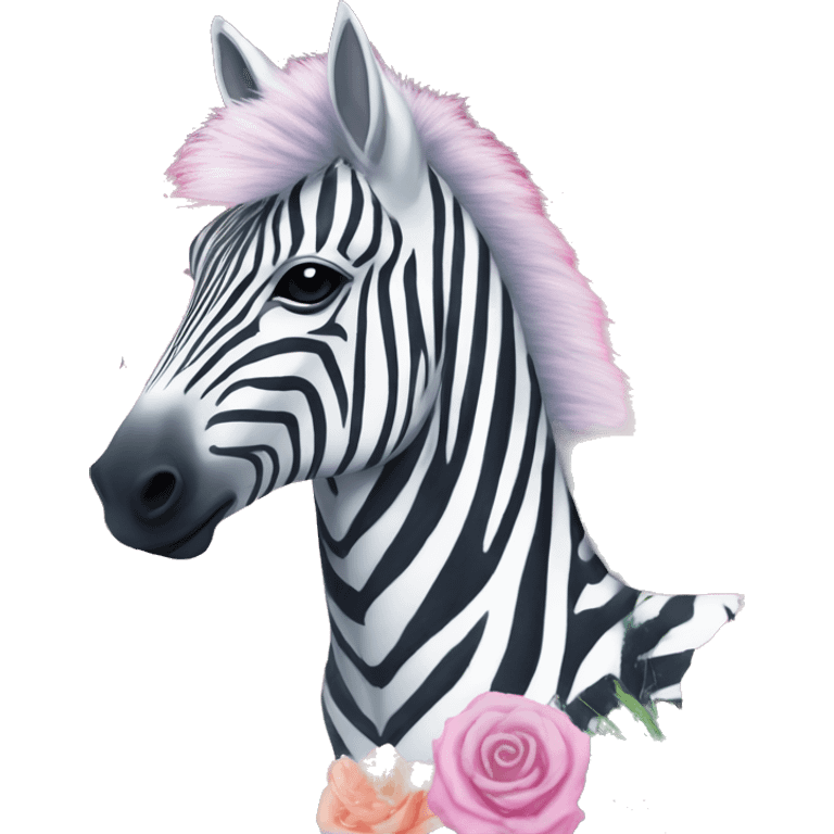 Zebra sparkling nebula unicorn Pegasus collage roses flowers palm trees tropical  emoji