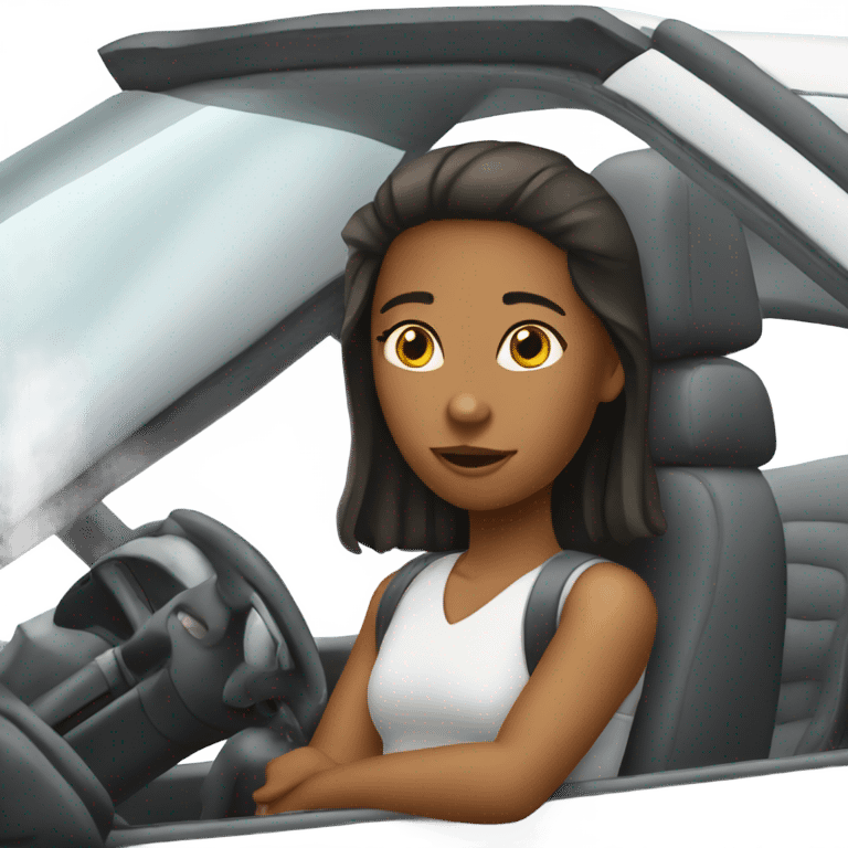 Girl driving in white car  emoji