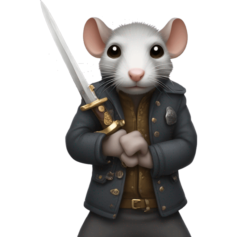 no jacket, grumpy rat holding a dagger emoji