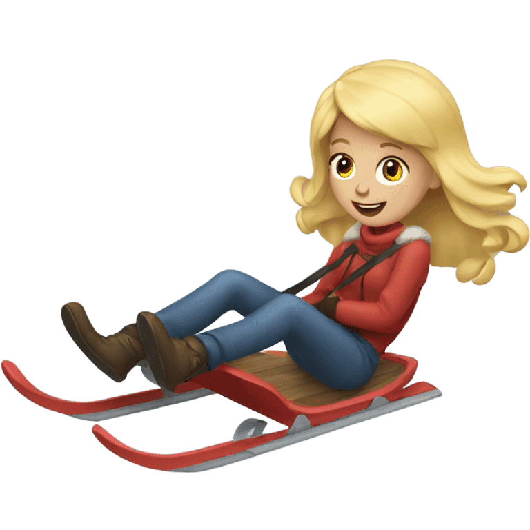 Blonde girl sledding emoji