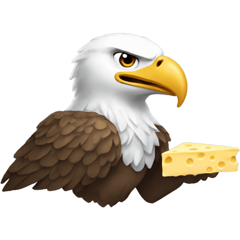 Eagle with wings out eating cheese emoji