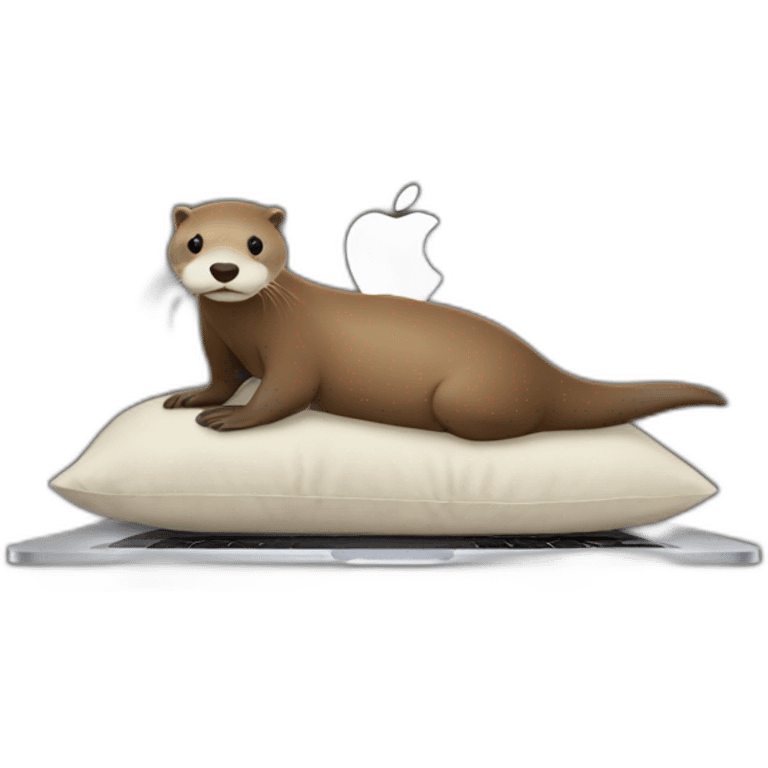 otter using a macbook with its back against a pillow emoji