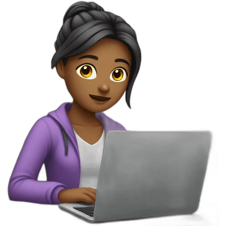 girl working from a laptop in SMM emoji