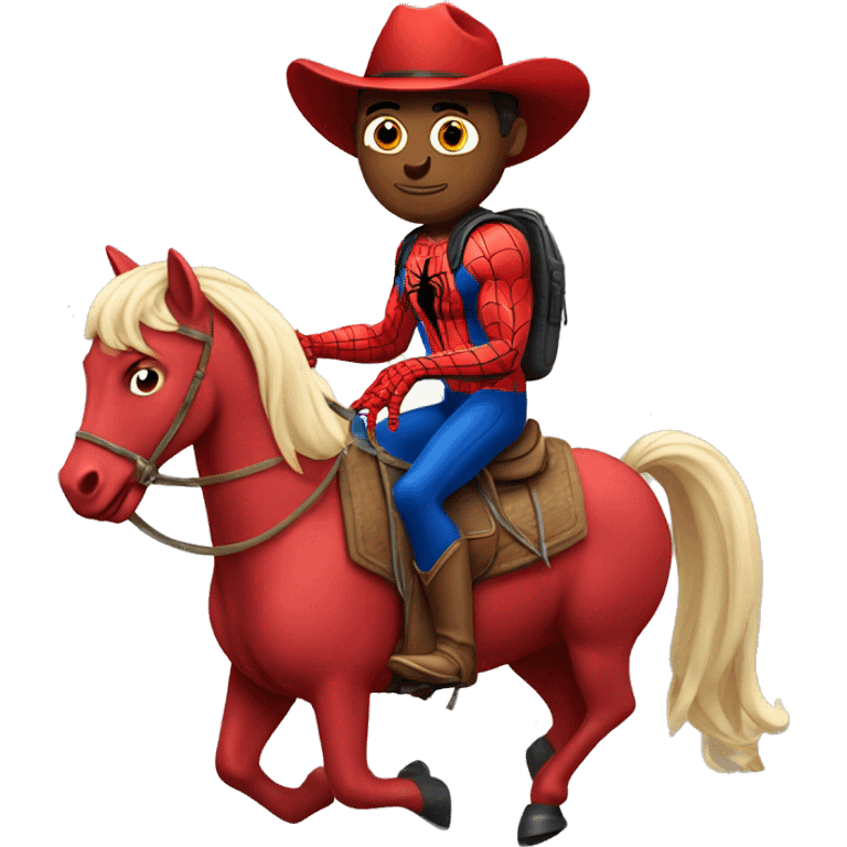 Spiderman on a horse with cowboy hat emoji