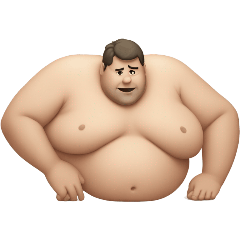 Fat man shirtless crawl on floor emoji