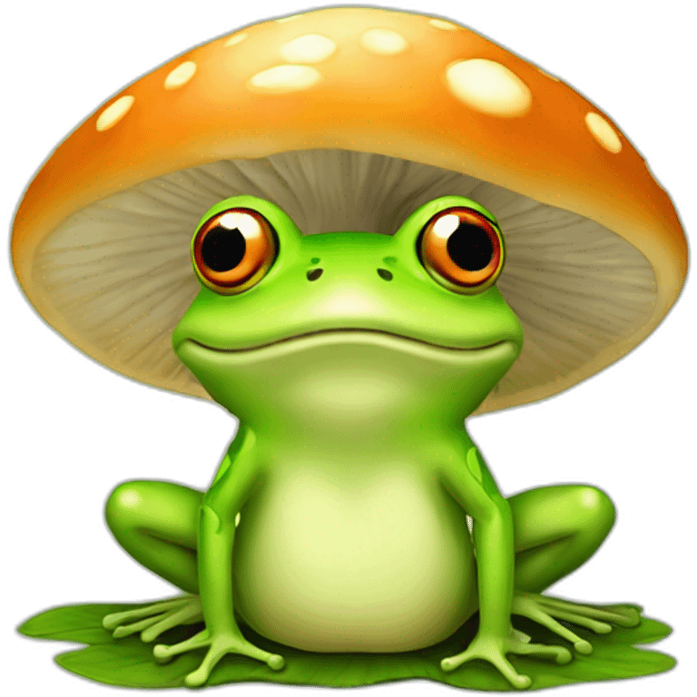 Frog on mushroom emoji