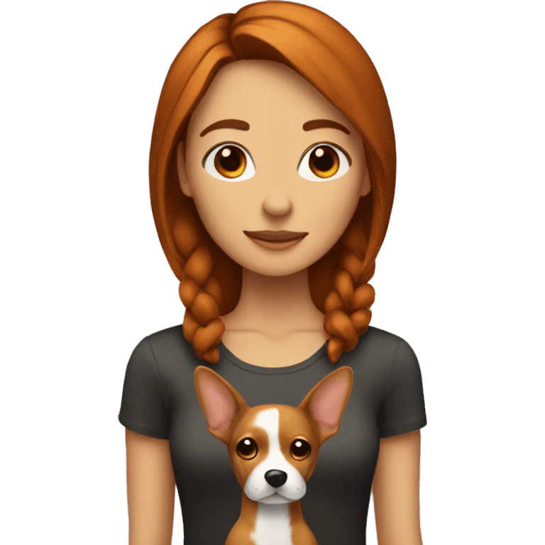 brunette girl with ginger point ears dog  emoji