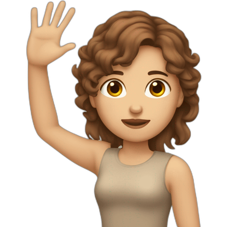 a wavy brown hair tan skin  girl with broken hand emoji