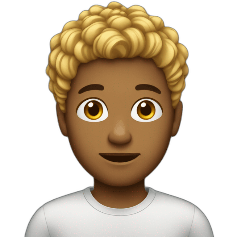 Joven pelo corto con iPhone emoji