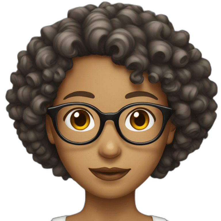 Women curly hair glasses emoji