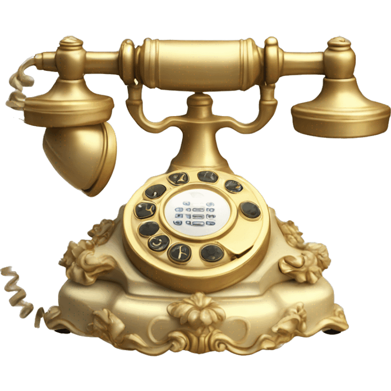 Vintage rococo Phone gold and beige  emoji