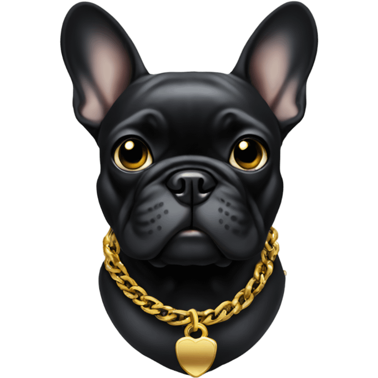 Black French bulldog with a gold chain emoji