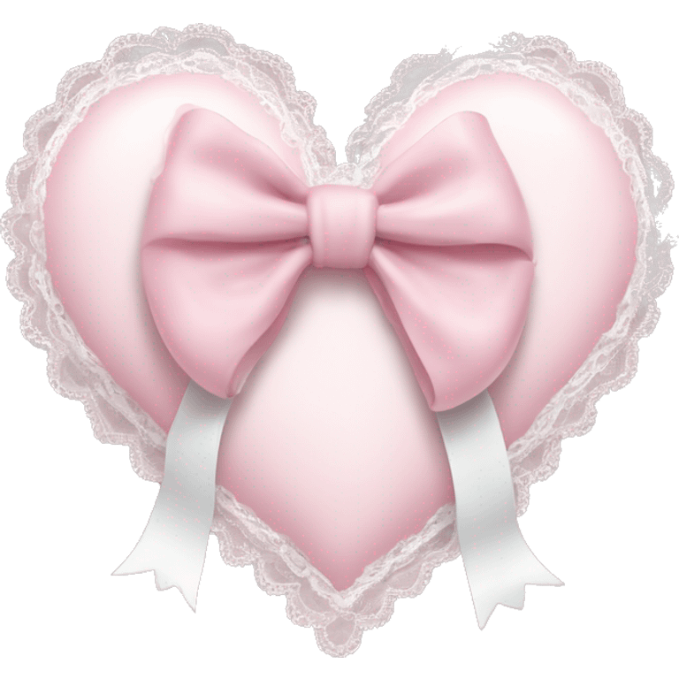 rococo Pastel pink heart with white bow with lace and frills  emoji