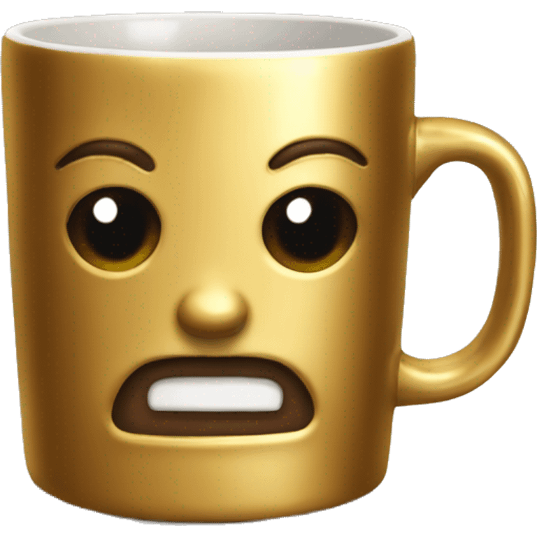 vintage Metallic Gold mug of coffe emoji