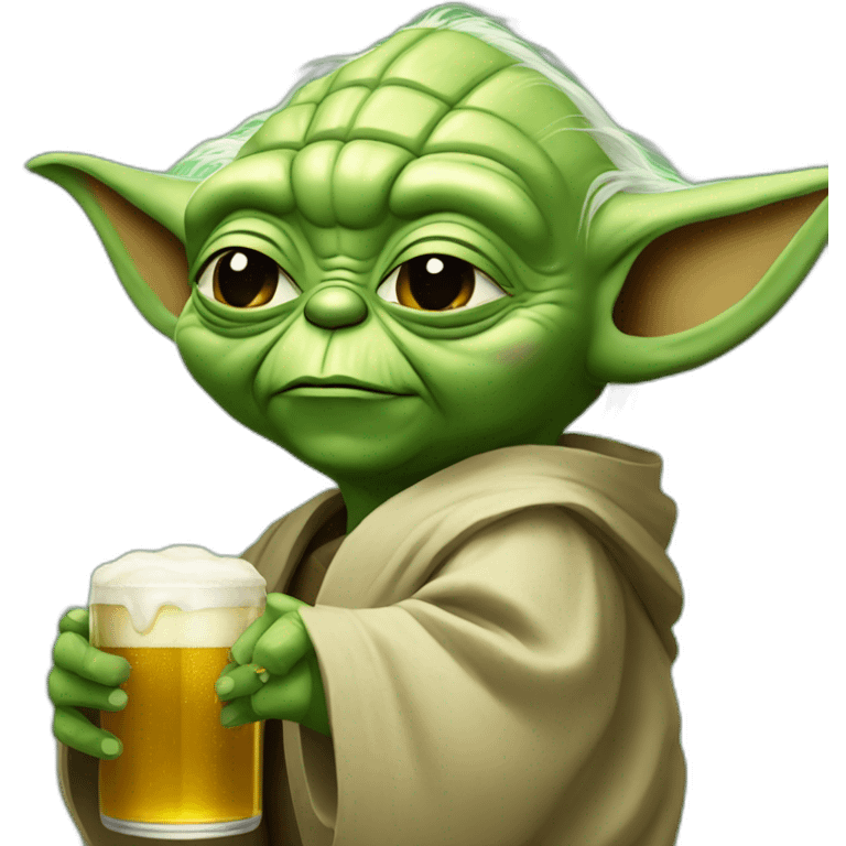 yoda avec une bière emoji