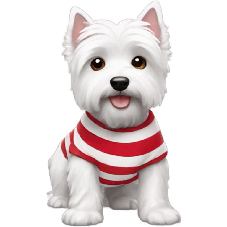 westie wearing red striped tshirt emoji