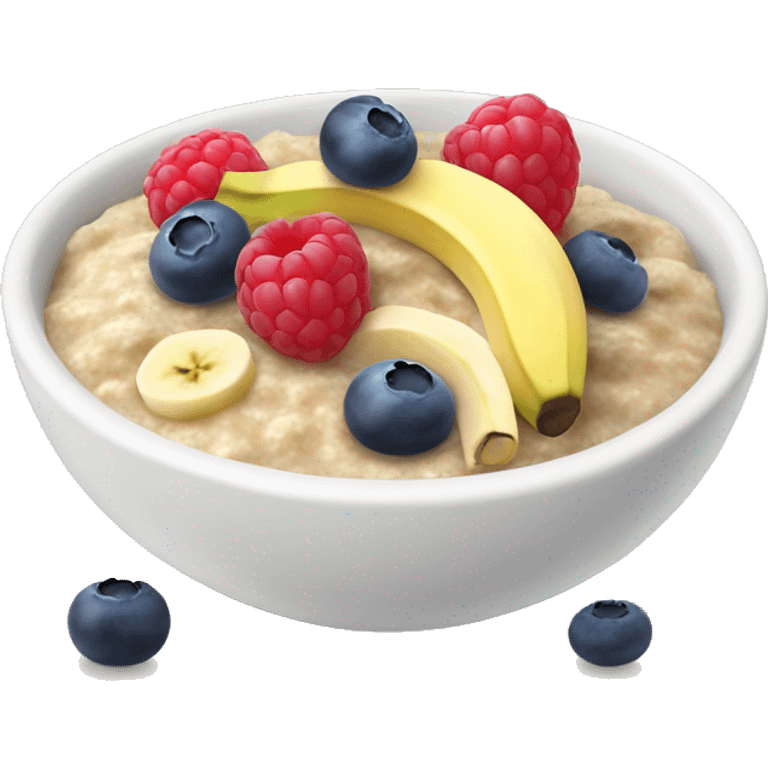 Breakfast oat porridge with banana, blueberries and raspberries emoji