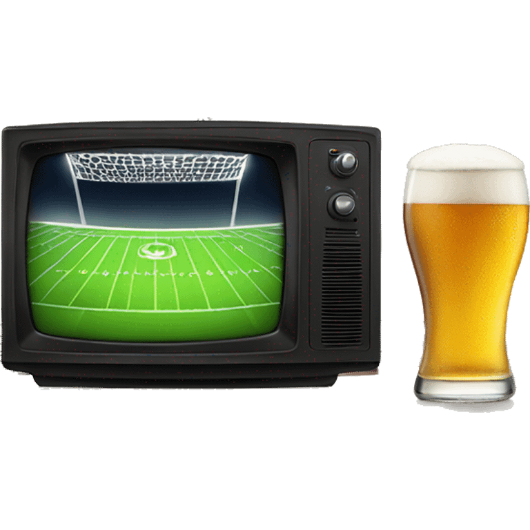 TV with football game, two beers infront emoji