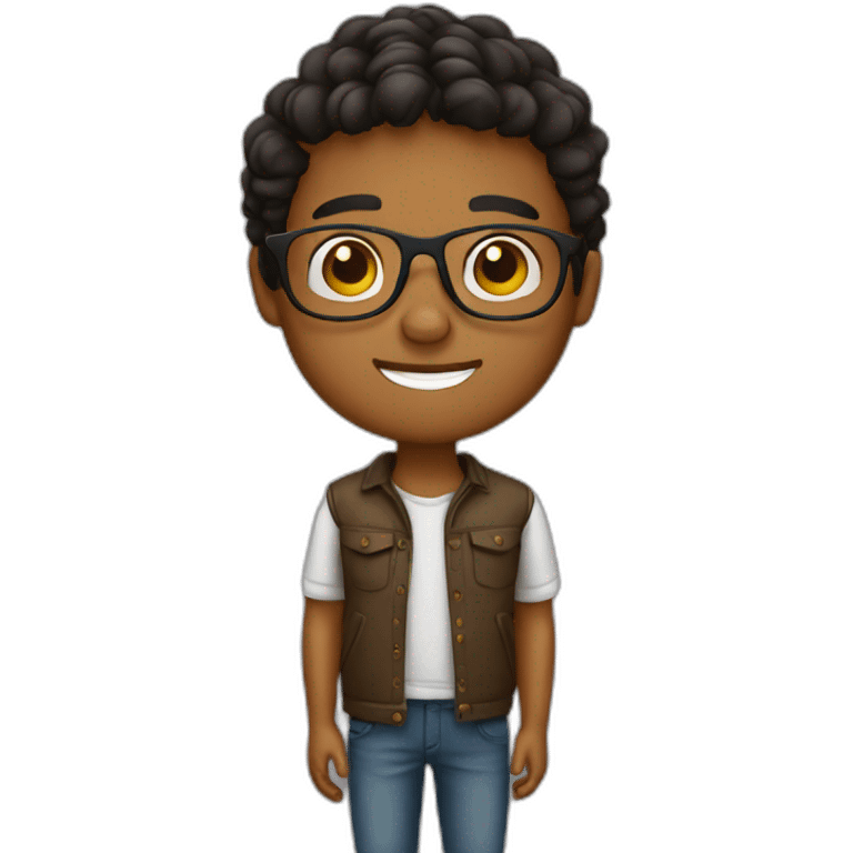 A brown boy wearing round specs emoji