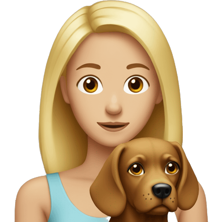 Blonde women with Brown dog emoji