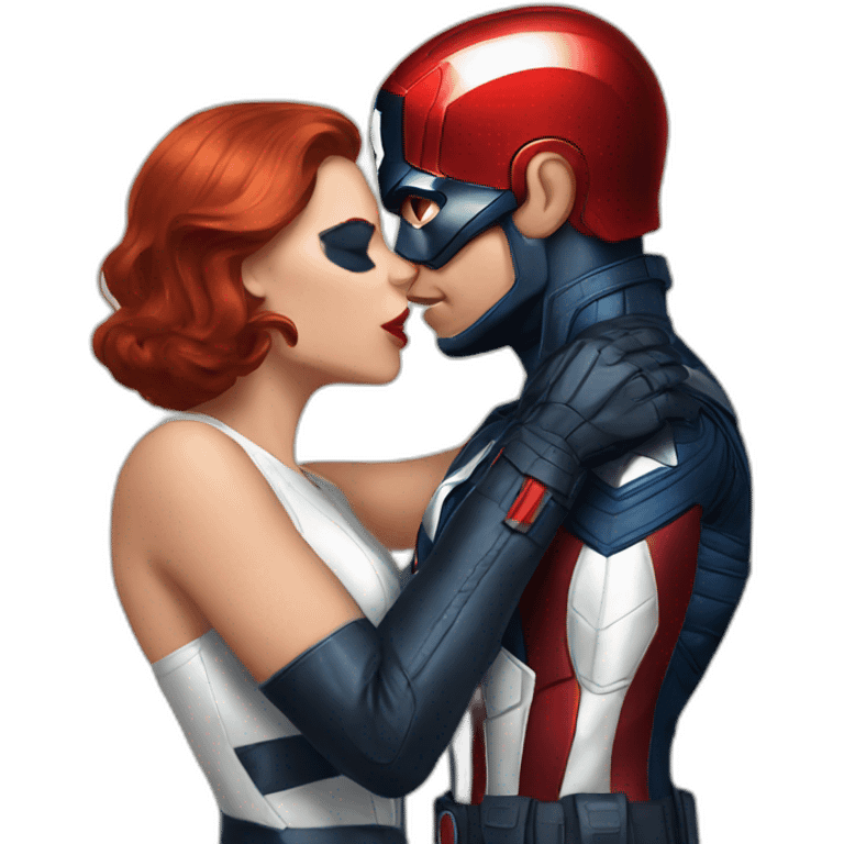 black widow kissing captain america emoji