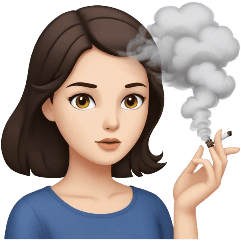 brunette woman with smoke blowing out of her head emoji