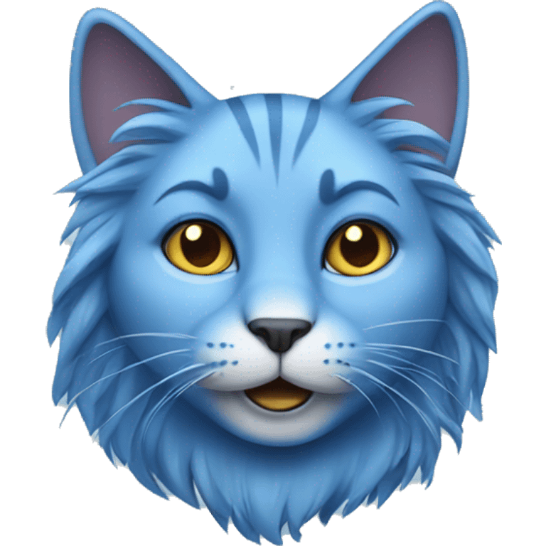 Blue Cat with long hair emoji