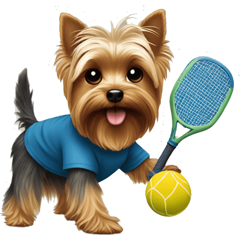 Yorkie playing pickleball  emoji