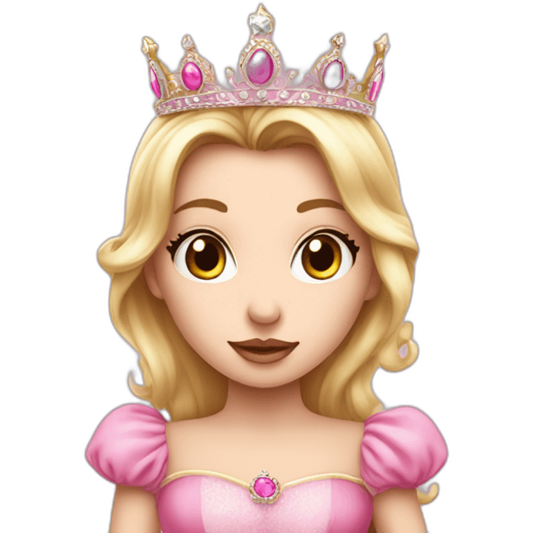 white skin princess with crown and pink princess dress sending kiss emoji