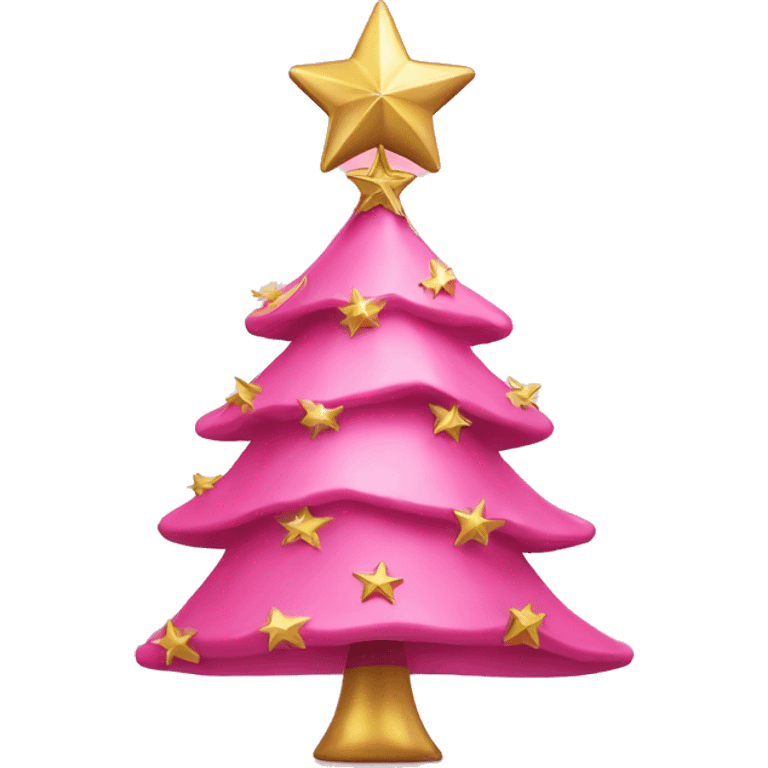 pink christmas tree with a gold star on too emoji