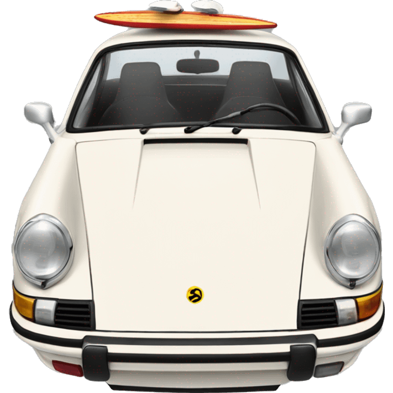 Old school Carrera 911 with surfboard on top emoji