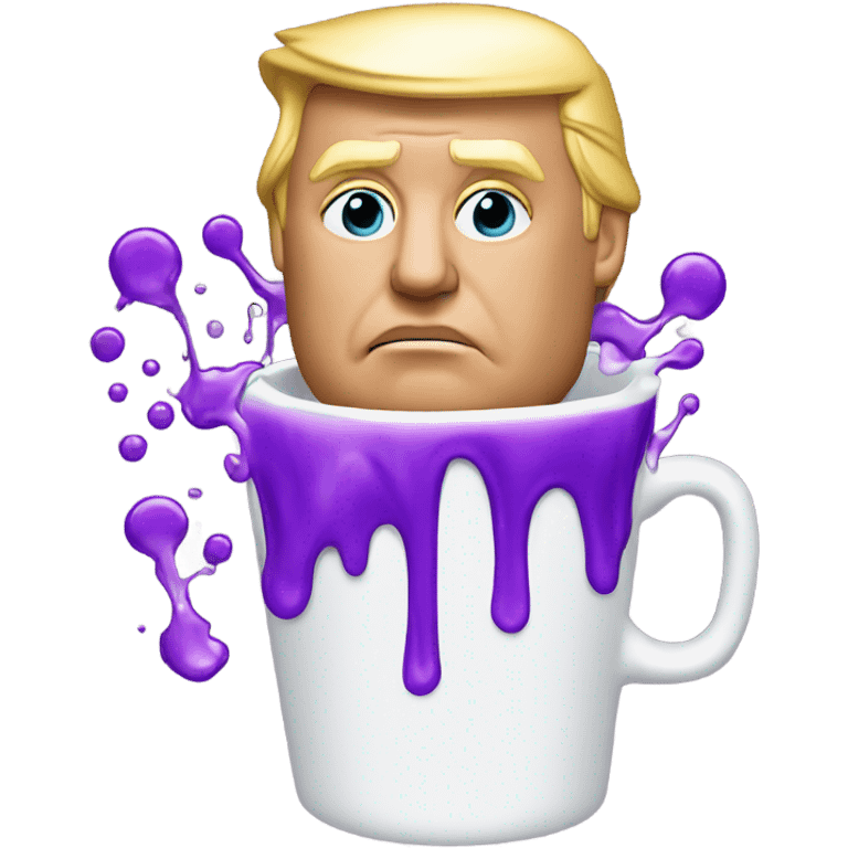 donald trump with purple liquid spilling out of white cup emoji