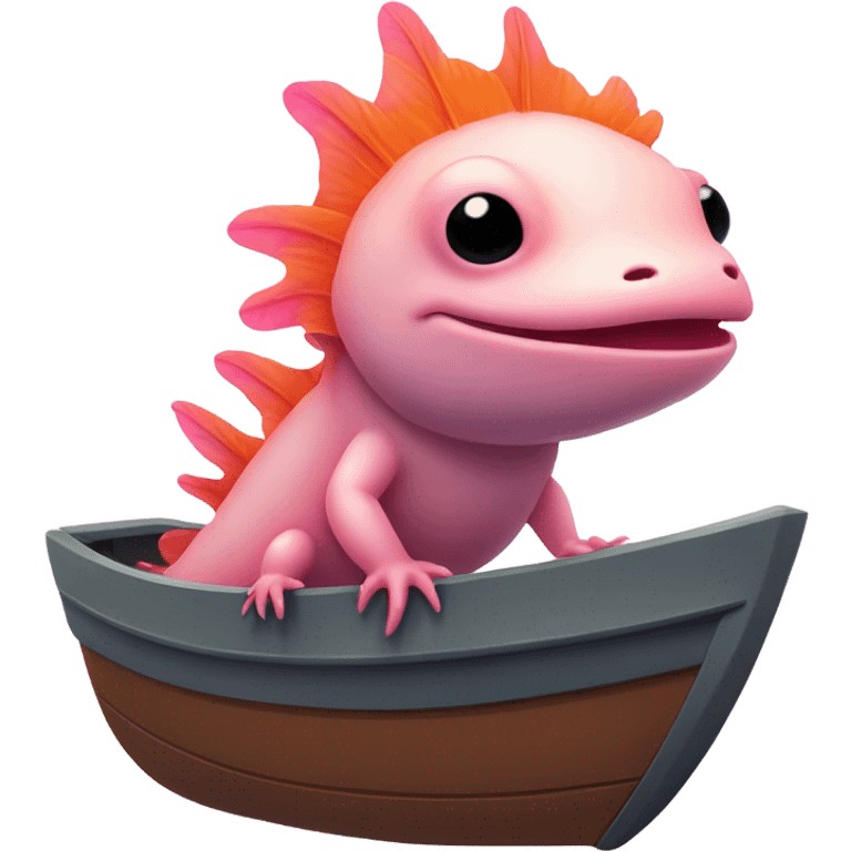 Axolotl driving a boat emoji