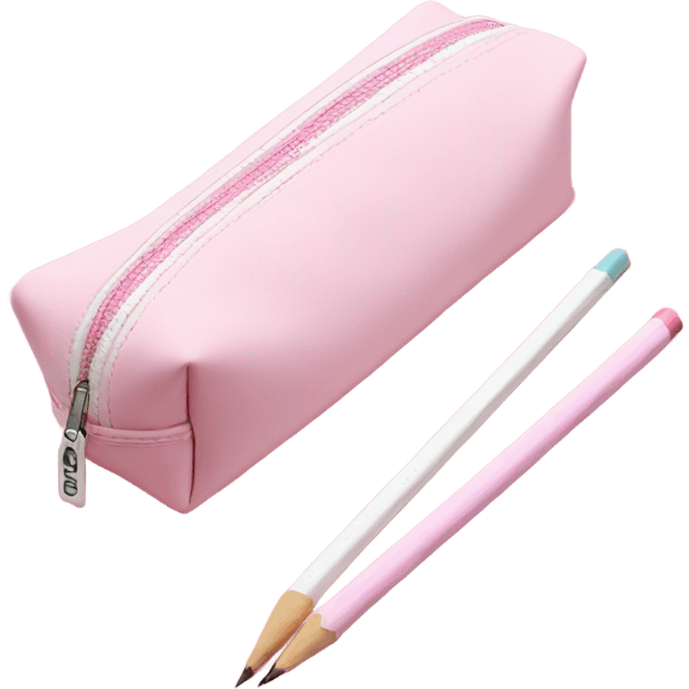 pencil case pink pastel and white emoji