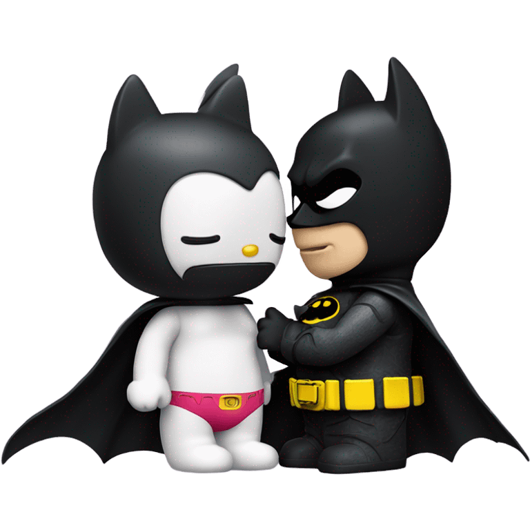 Hello kitty and Batman kissing emoji