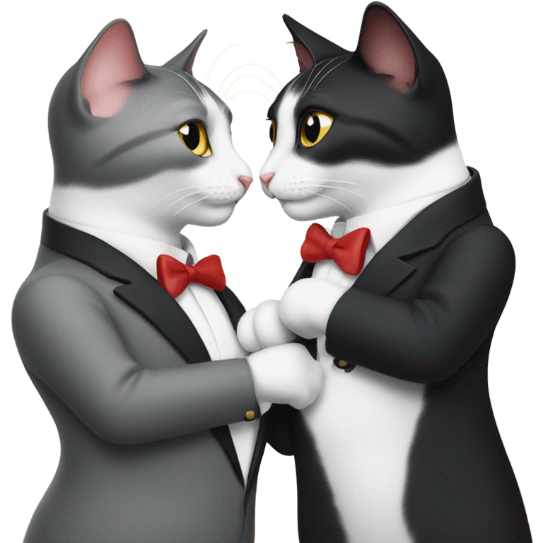 Two tuxedo cats kissing emoji