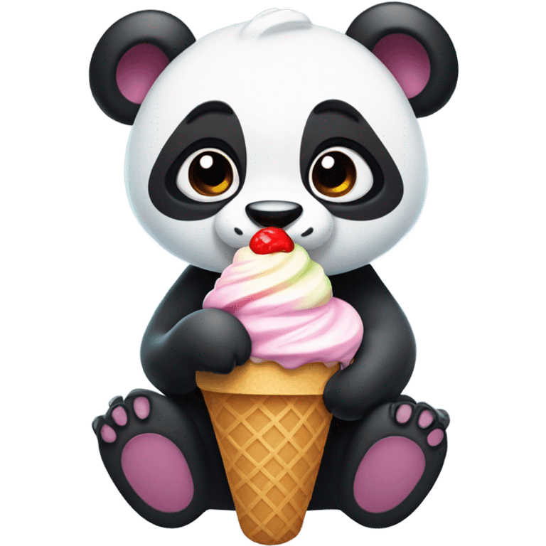 Panda eating ice cream emoji