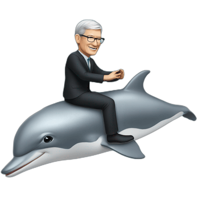 Tim Cook riding a dolphin emoji