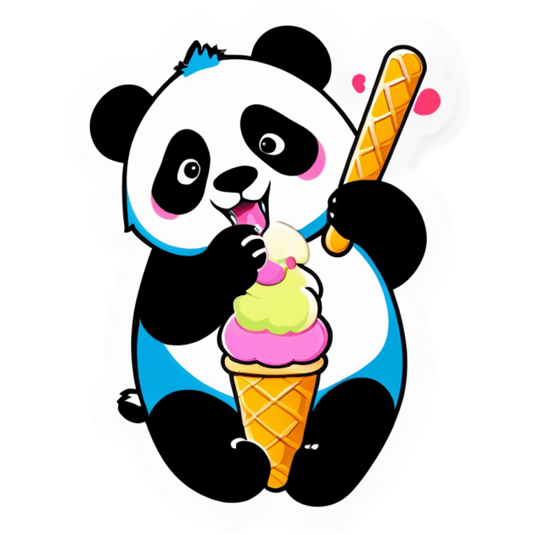 Panda eating ice cream emoji