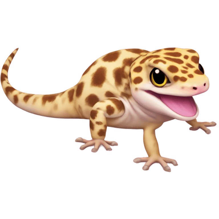 Leopard gecko with a pink top had and pink iPhone 16  emoji