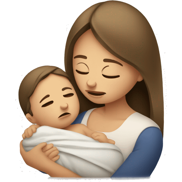 European sad mother with newborn emoji