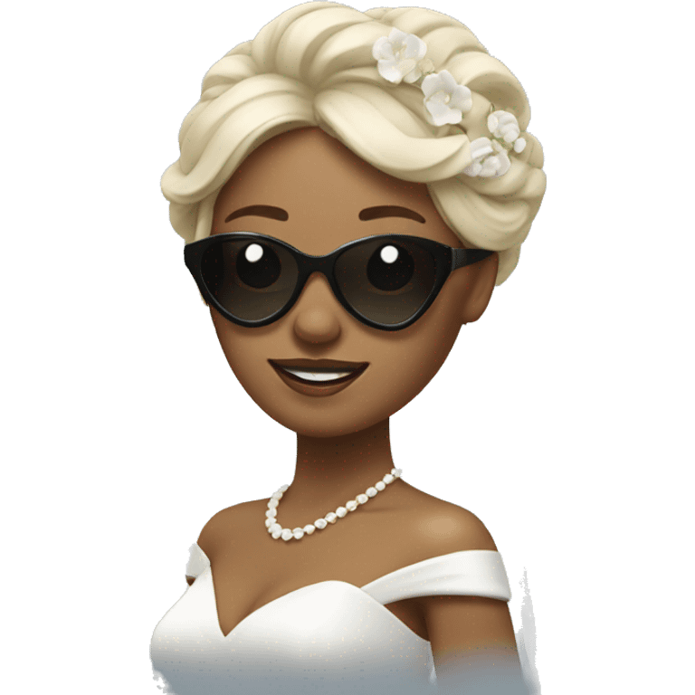 Bride with heart shaped sunglasses emoji