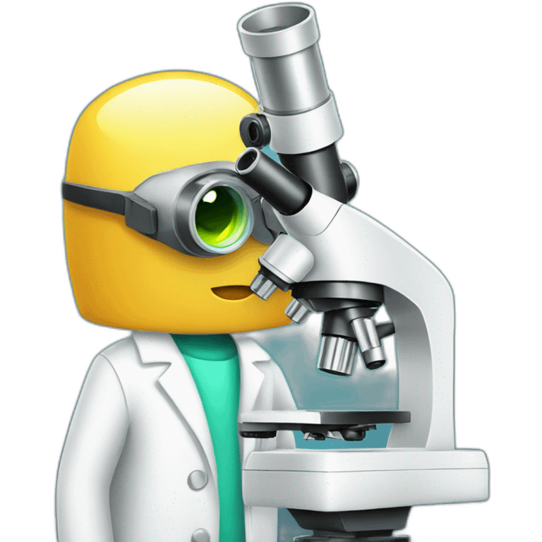  bot in white coat looking through microscope emoji