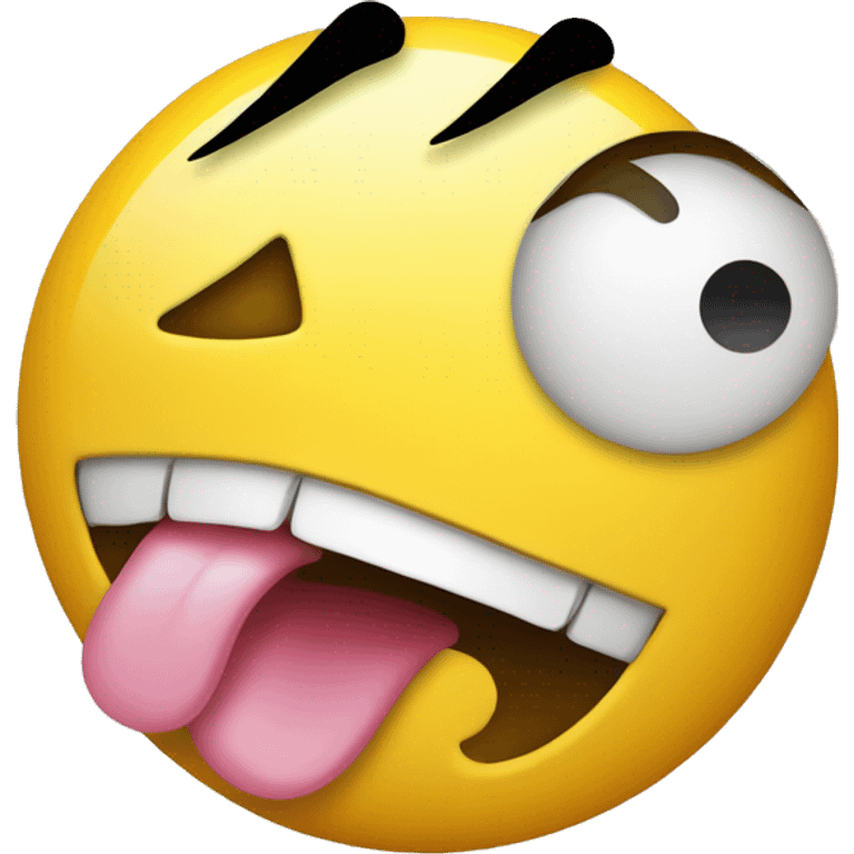 make a regular yellow emoji wih tongue out and x insted of eyes emoji